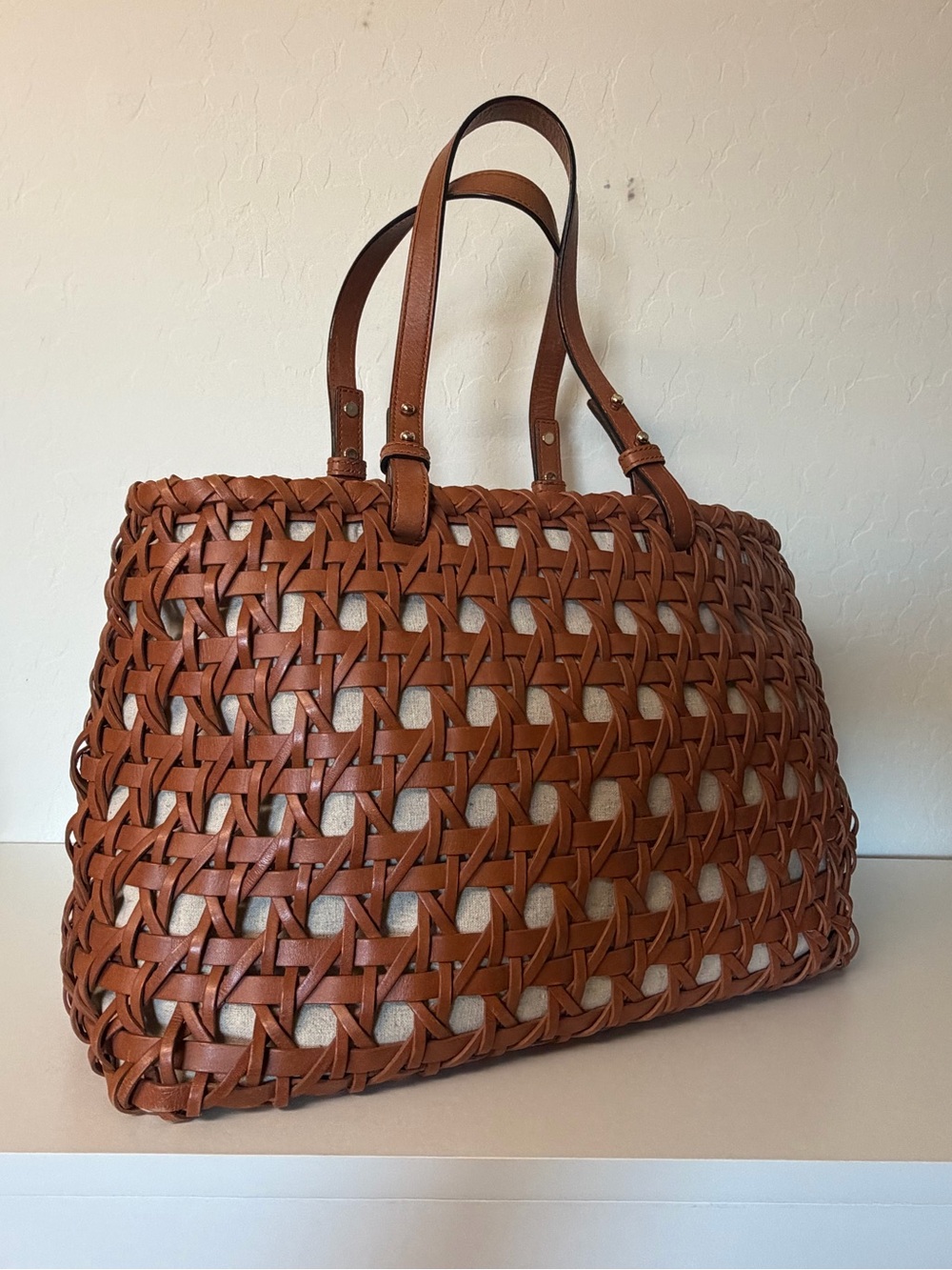kate spade Woven Leather Shoulder Bag in Brown